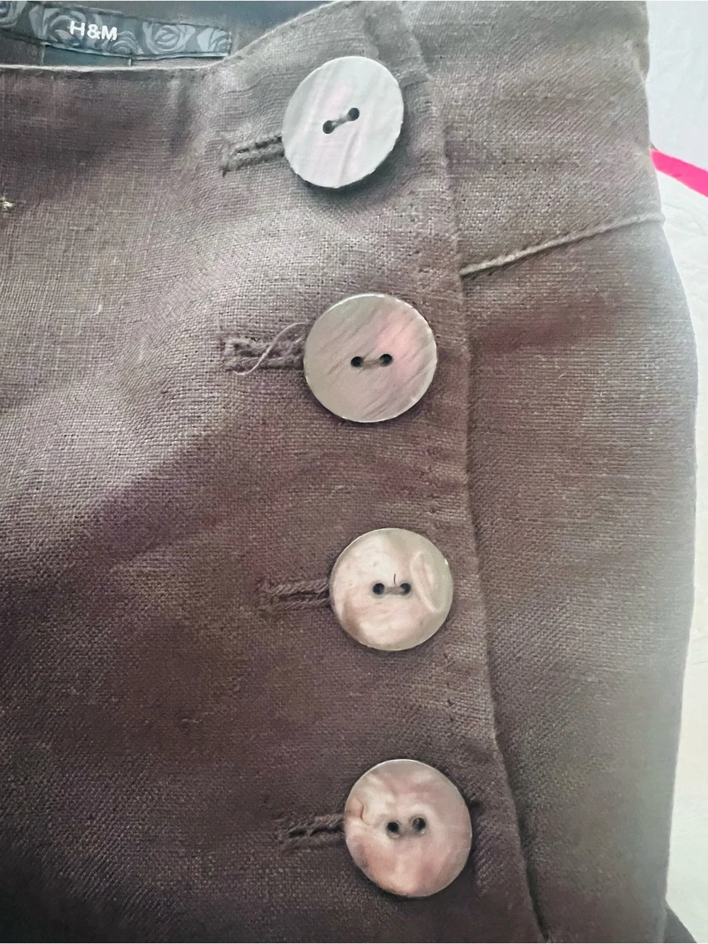 H&M  100 % Linen Wide Leg Chocolate Brown  High-Rise Pants